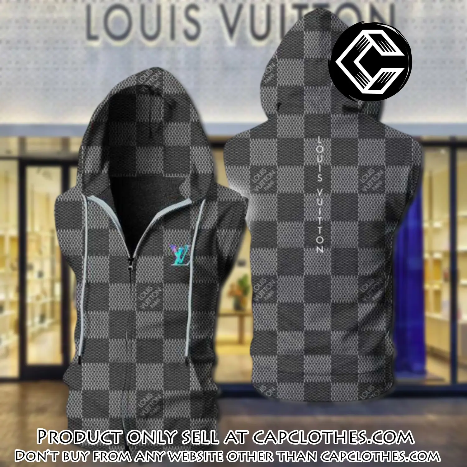 Louis vuitton grey unisex sleeveless zip up hoodie luxury for men women szh013 cc5837633
